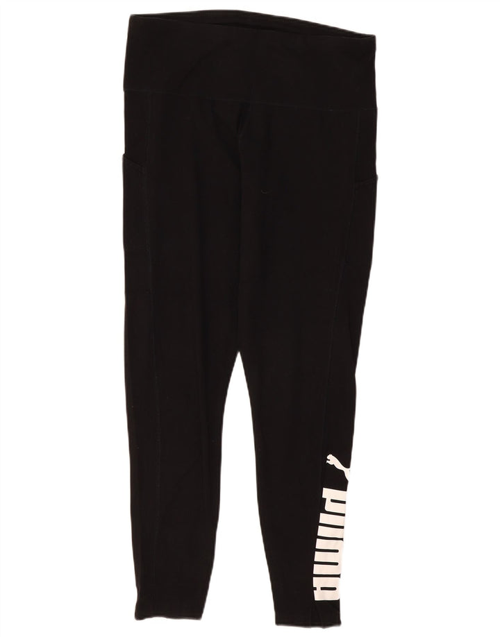 PUMA Damen Graphic Leggings UK 14 Large Schwarz Baumwolle