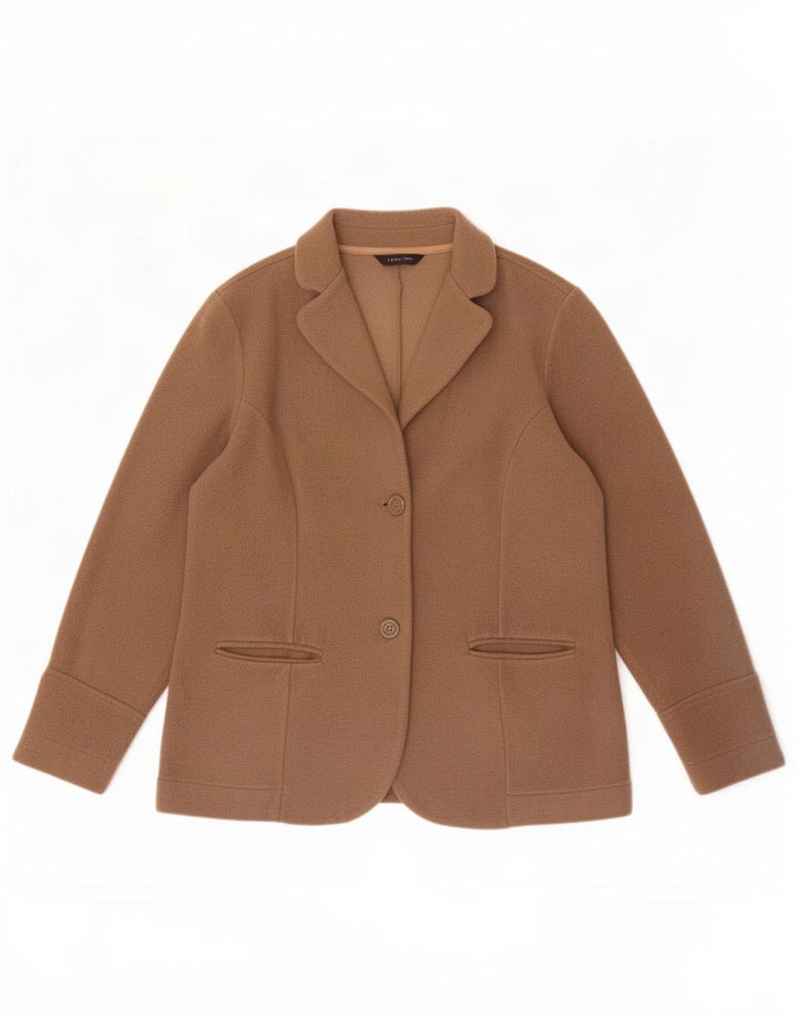 Lands End Damen Fleece-Blazer mit 2 Knöpfen, UK 12, Mittelbeige, Polyester
