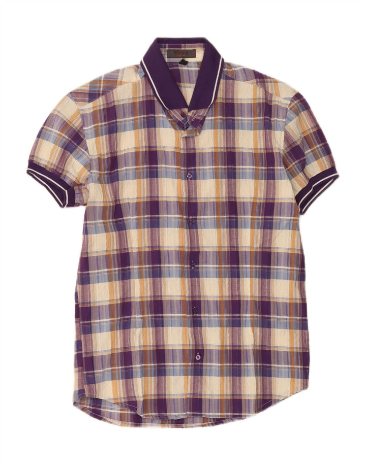 Tipo' S Herren-Hemd, kurzärmelig, schmal, XL, mehrfarbig, kariert, Baumwolle