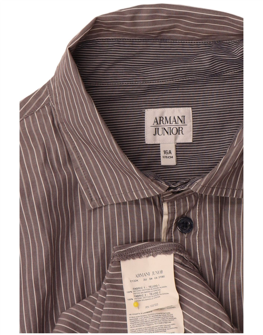 Armani Junior Jungenhemd 15–16 Jahre, graue Nadelstreifen-Baumwolle