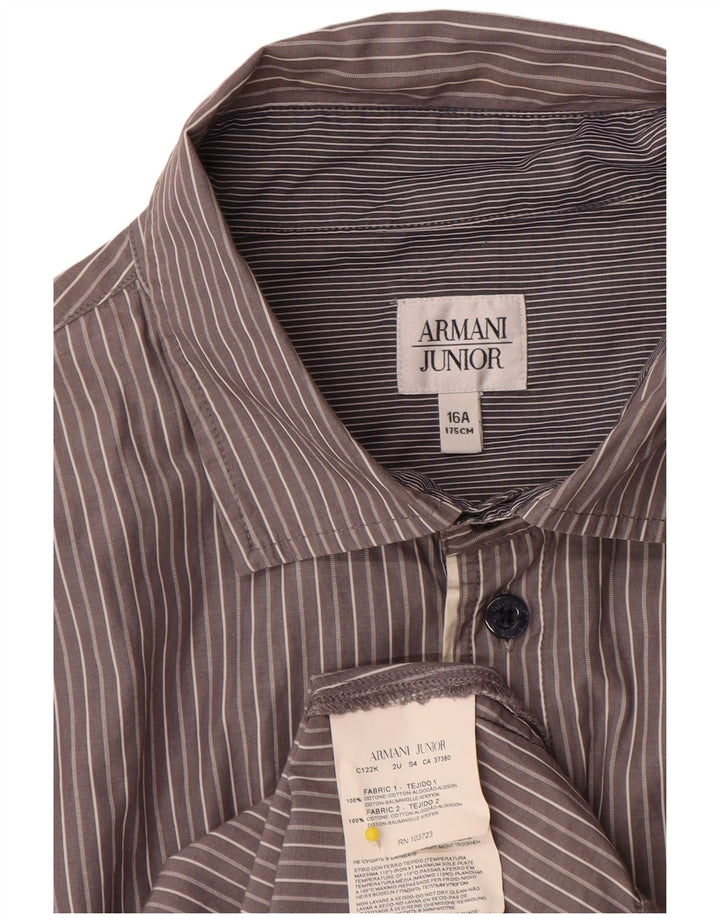 Armani Junior Jungenhemd 15–16 Jahre, graue Nadelstreifen-Baumwolle