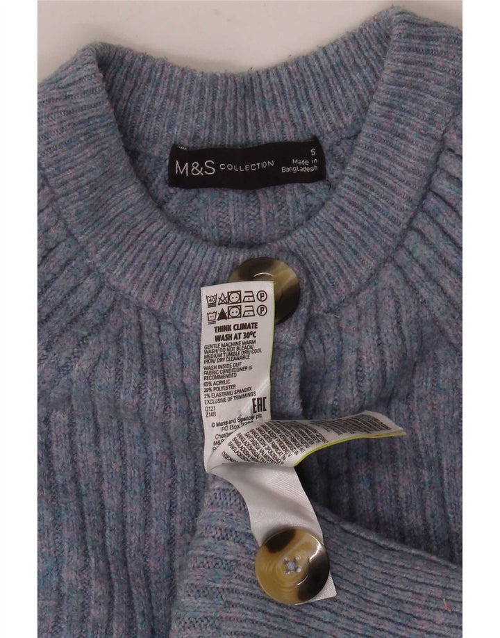 Marks & Spencer Damen Crop Oversized Cardigan Pullover UK 10 Small Blau