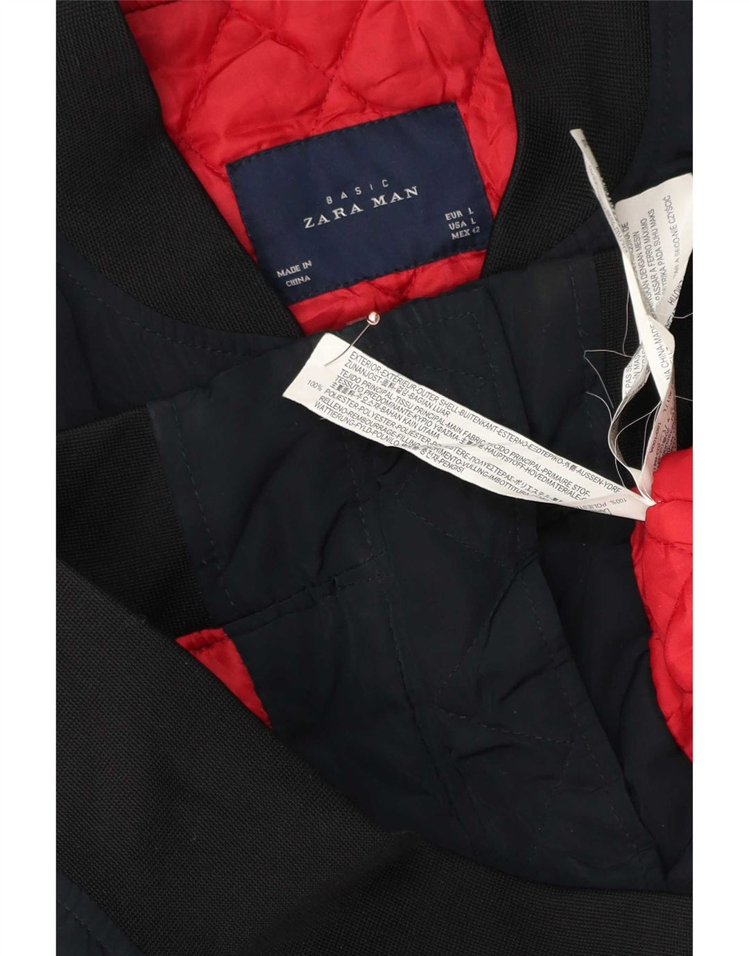 Zara Herren Bomberjacke UK 40 Large Marineblau Colourblock Polyester