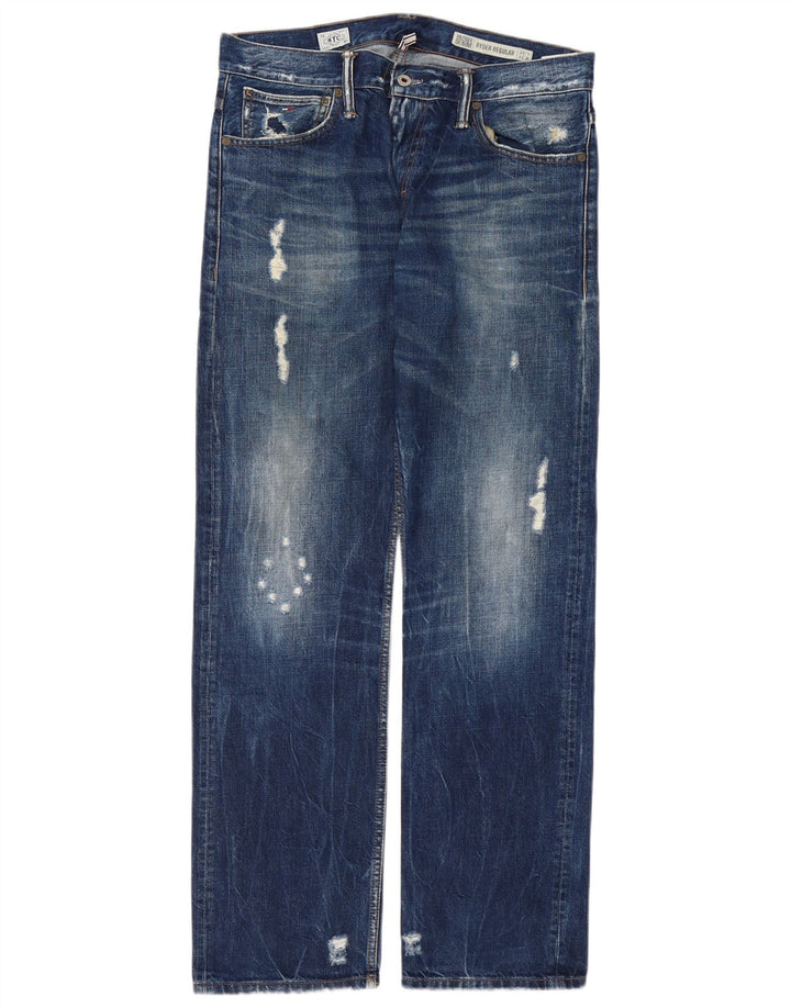 TOMMY HILFIGER Herren Ryder Distressed Straight Jeans W34 L34 Blaue Baumwolle
