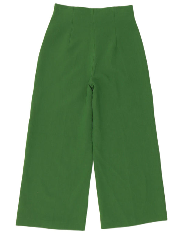 Zara Damen Freizeithose mit weitem Bein, Größe S, W26, L25, Grün