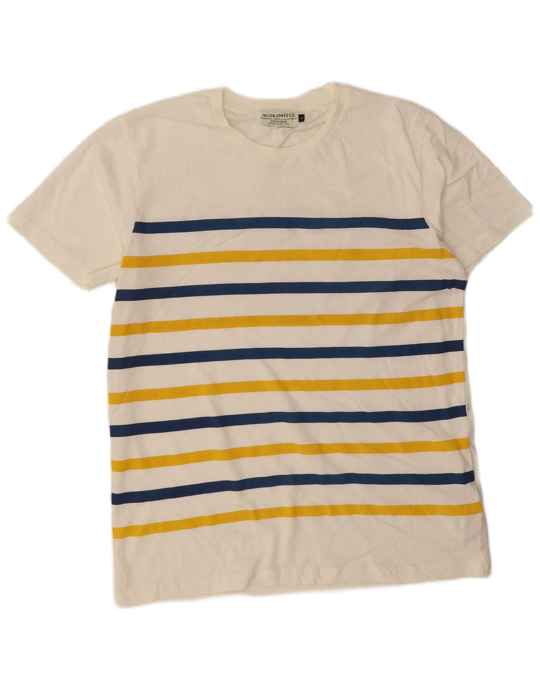 JACK & JONES Herren T-Shirt Top Große weiß gestreifte Baumwolle