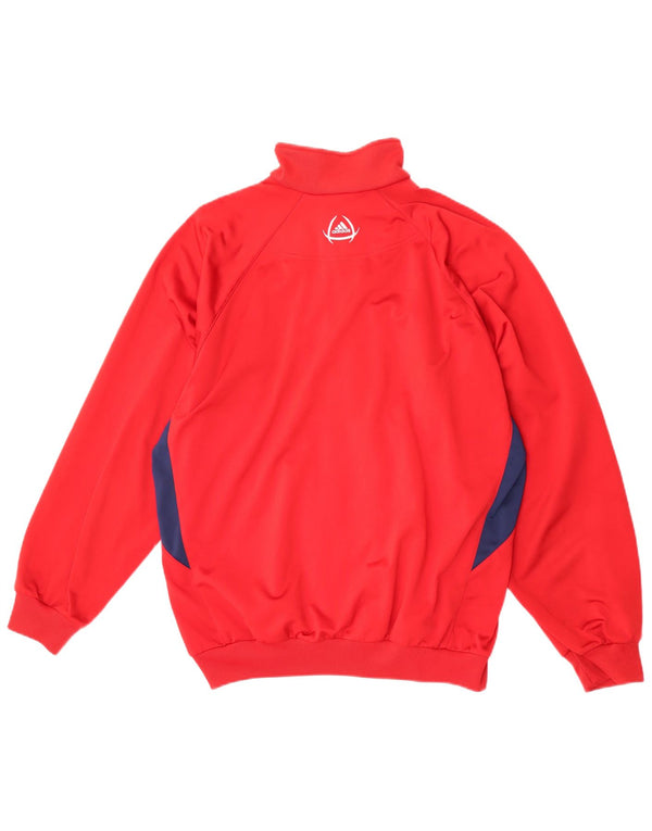Adidas Herren-Trainingsanzug-Top-Jacke, UK 40/42, mittelrotes Farbblock-Polyester