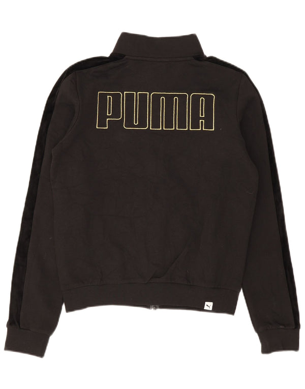Puma Womens Graphic Trainingsanzug Top Jacke UK 6 XS Schwarz Colourblock Baumwolle