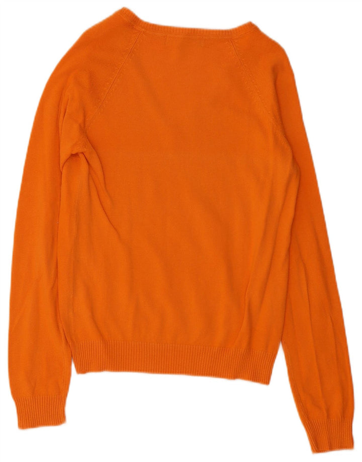 Zara Damen-Pullover mit V-Ausschnitt, UK 12, mittelorange Baumwolle