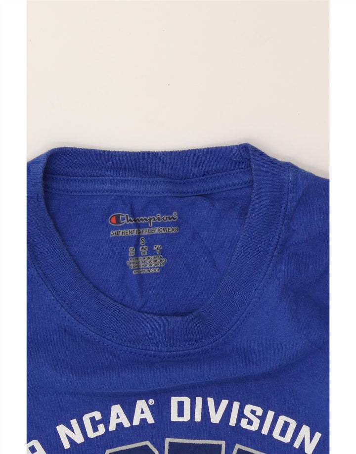 CHAMPION Mens Graphic Top Long Sleeve Small Blue Vintage Champion and Second-Hand Champion from Messina Hembry 
