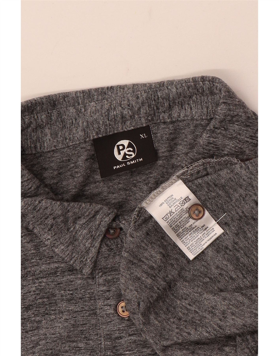 Paul Smith Herren-Poloshirt XL, grau gefleckte Baumwolle