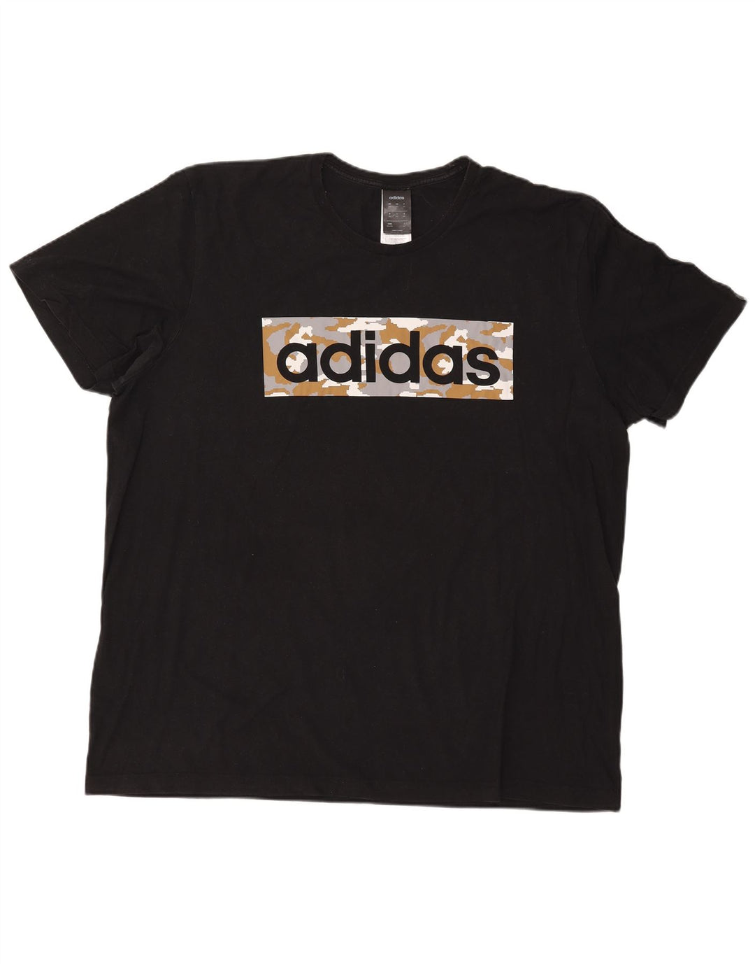 ADIDAS Herren Grafik T-Shirt Top 2XL Schwarz Baumwolle