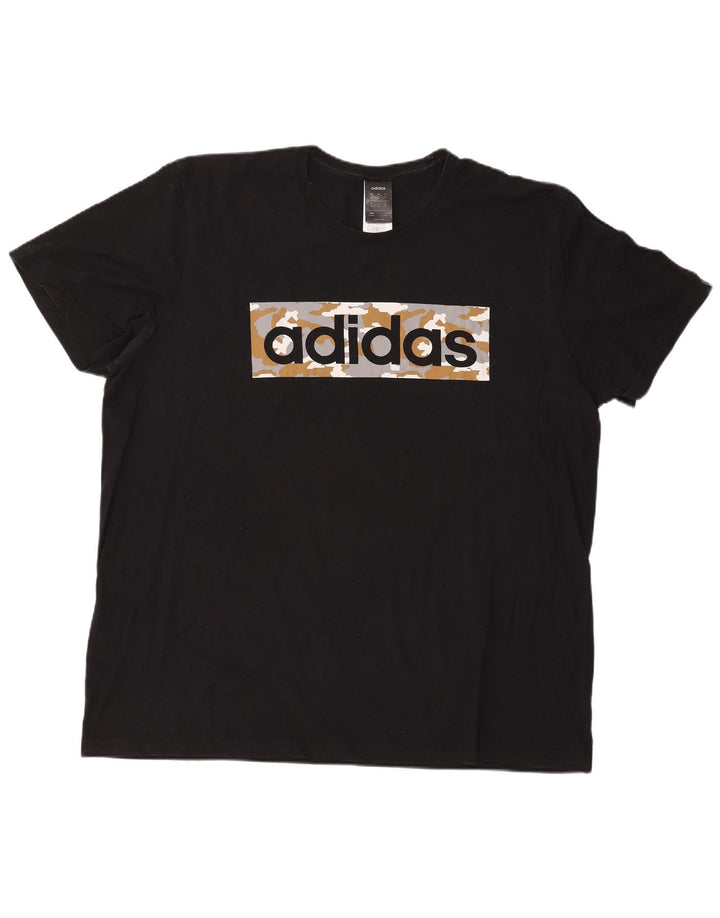 ADIDAS Herren Grafik T-Shirt Top 2XL Schwarz Baumwolle