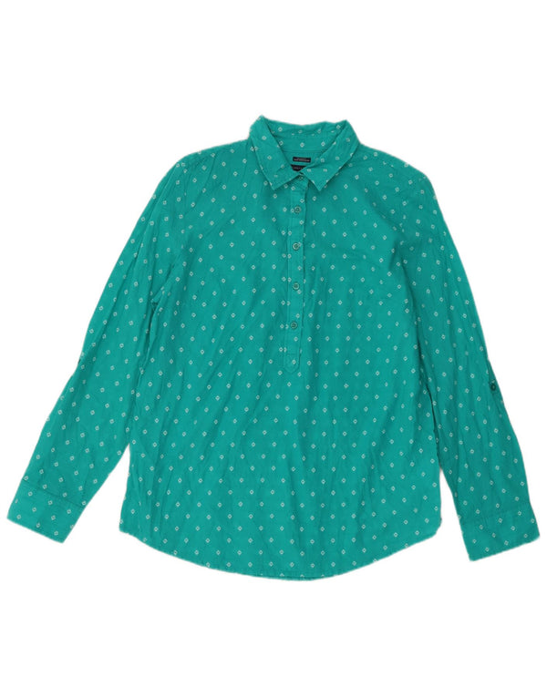 Tommy Hilfiger Damen Pullover-Hemd UK 14 Medium Türkis Geometrisch