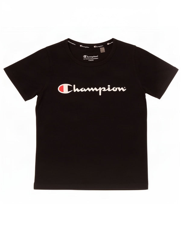 Champion T-Shirt mit Grafik für Mädchen, 11–12 Jahre, schwarze Baumwolle