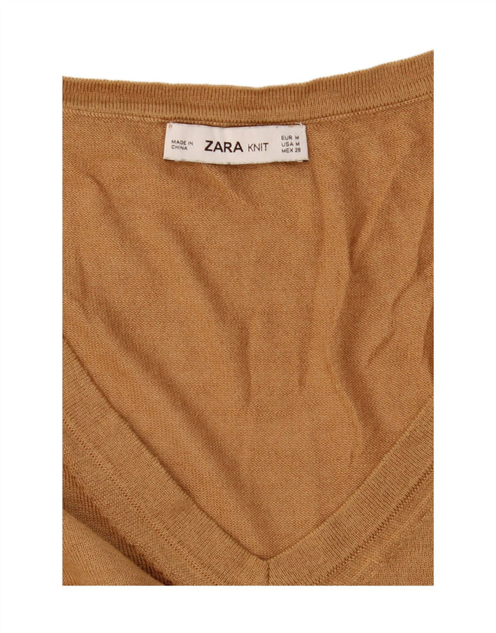 Übergroßer Pullover mit V-Ausschnitt von Zara für Damen, Gr. 14, Mittelbraun