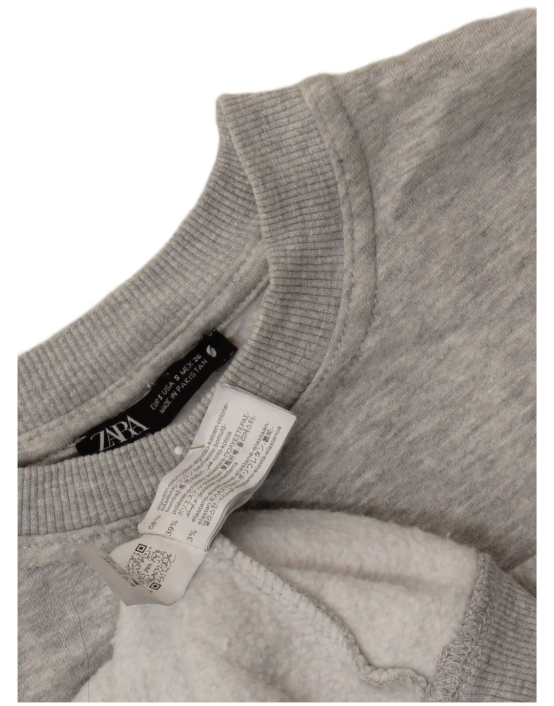 Zara Damen-Sweatshirt in Übergröße, Gr. 10, Größe S, grau gefleckte Baumwolle