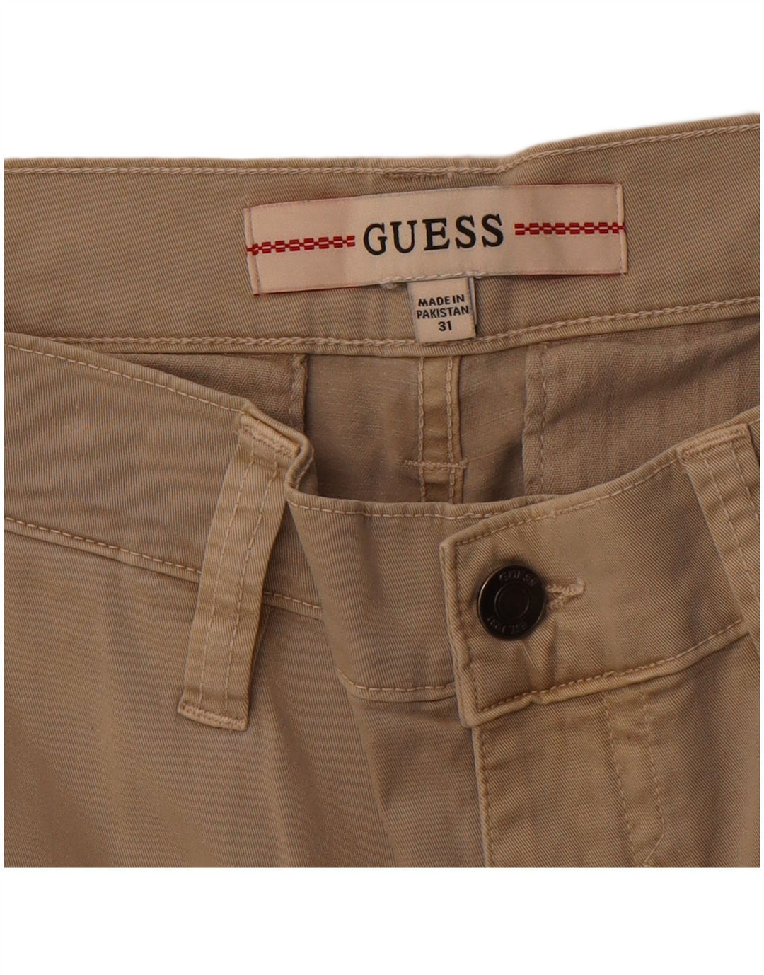 GUESS Mens Slim Cargo Trousers W31 L30 Beige Cotton