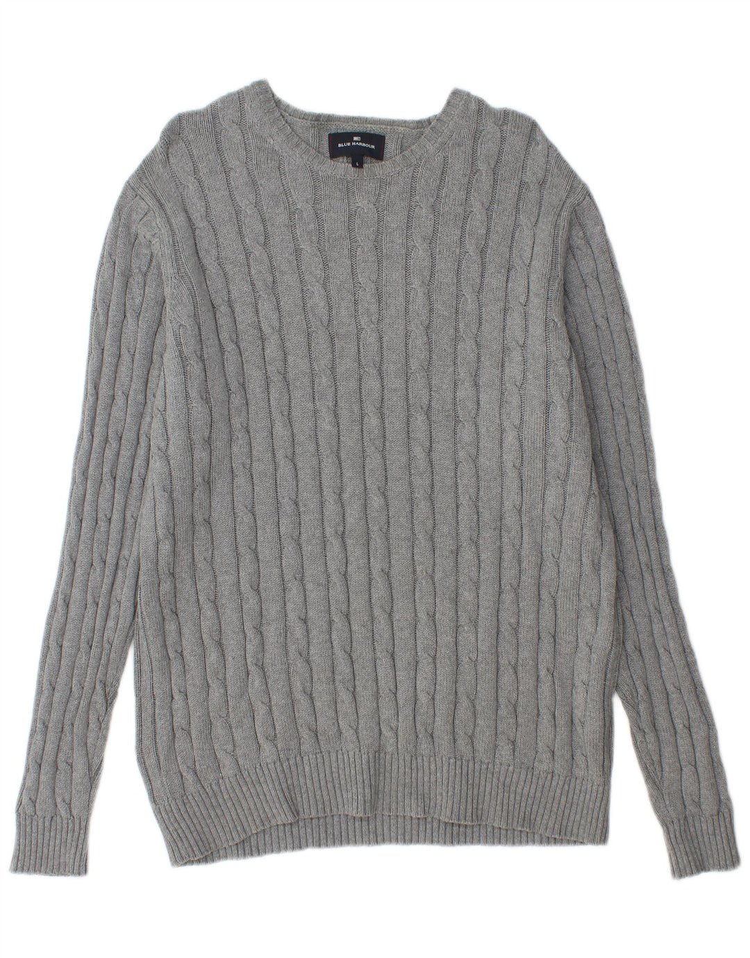 Marks & Spencer Herren Blue Harbor U-Boot-Ausschnitt-Pullover, Größe L, Grau