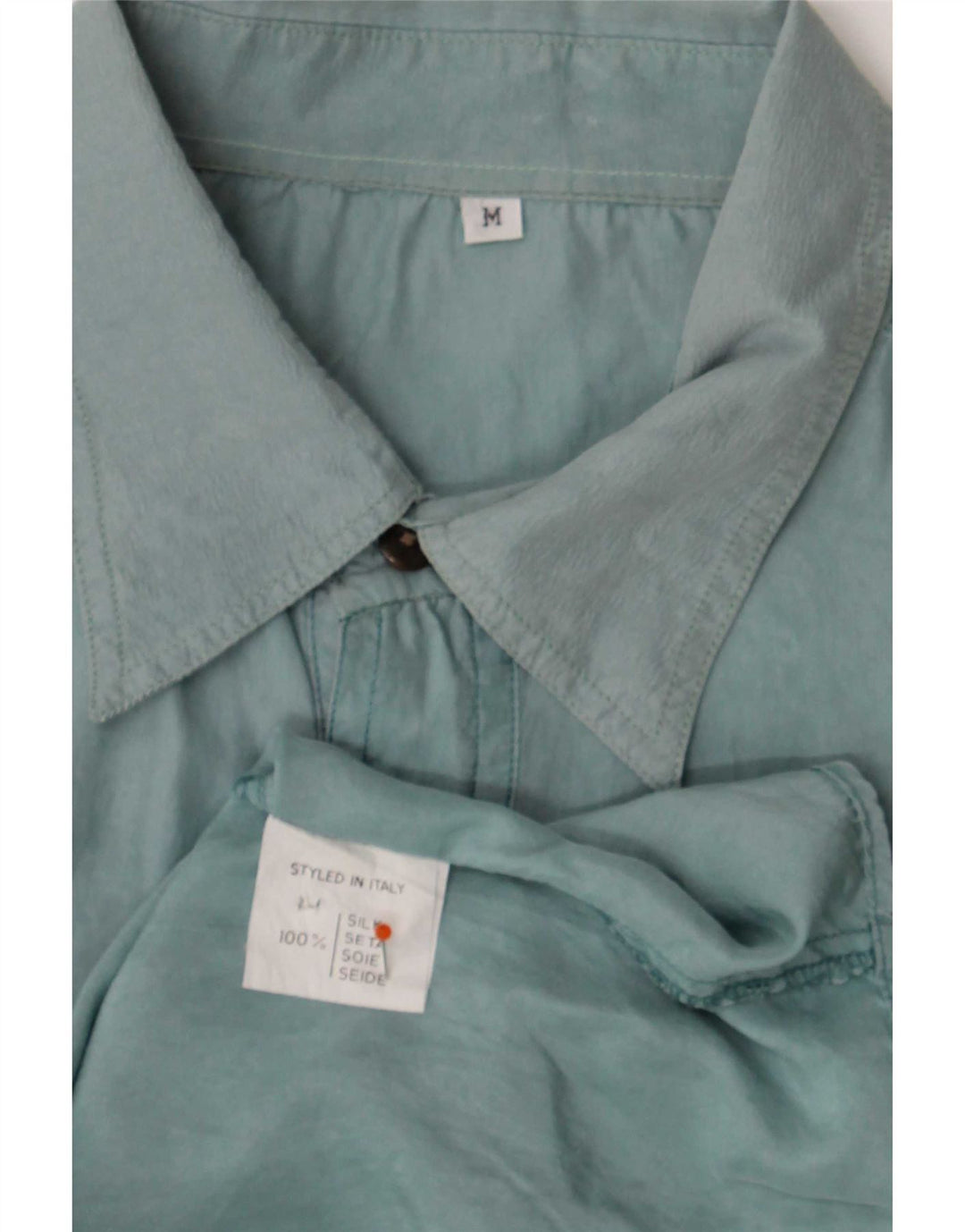 Vintage Herrenhemd Mittelblaue Seide
