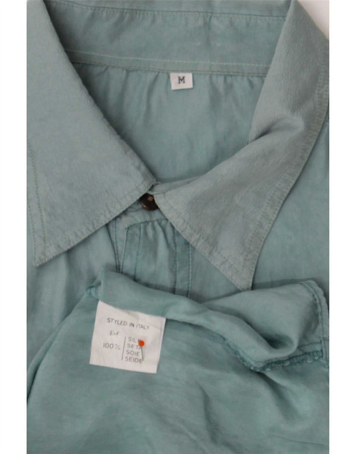 Vintage Herrenhemd Mittelblaue Seide