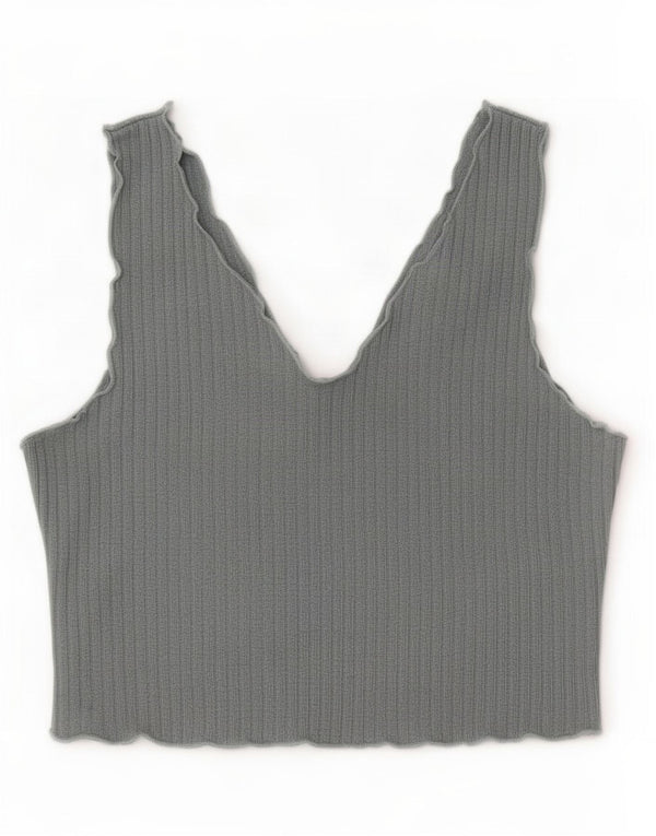Shein Damen Ärmelloses Crop Top UK 14 Large Grau Polyester