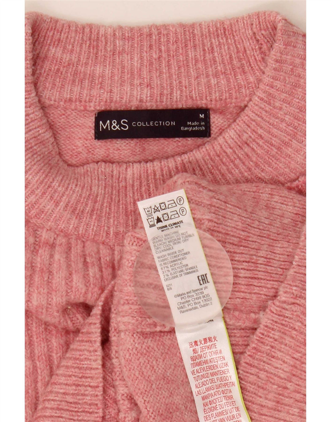 Marks & Spencer Damen-Pullover mit Rundhalsausschnitt, Gr. 14, Mittelrosa, Acryl