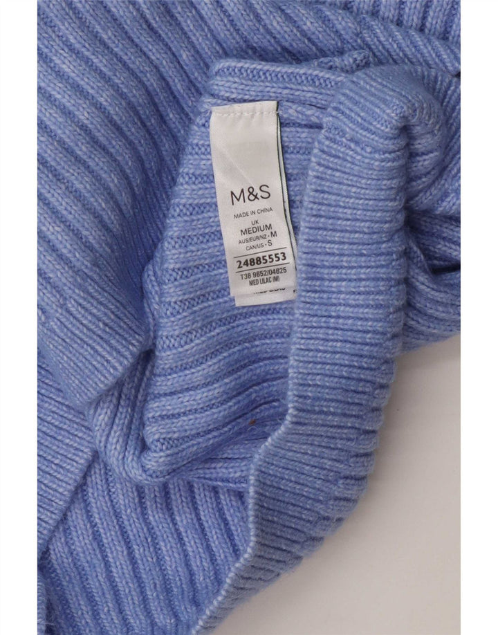 Marks & Spencer Damen-Pullover mit Rundhalsausschnitt, UK 14, Mittelblau, Polyester