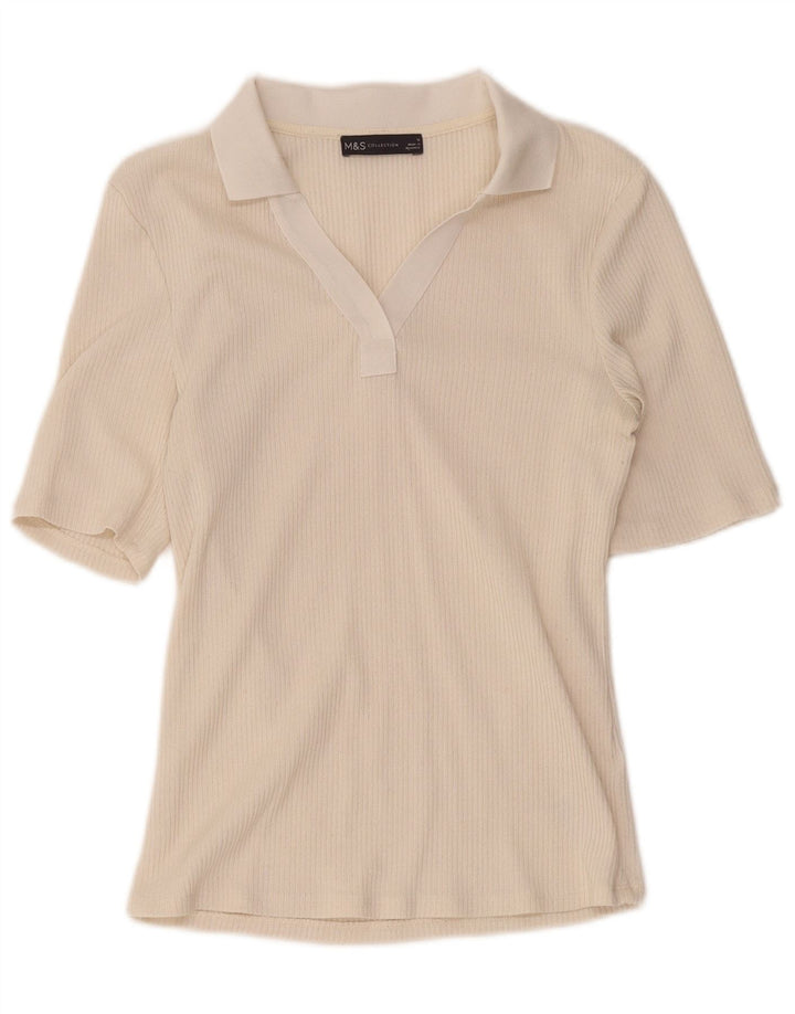 Marks & Spencer Damen Poloshirt UK 12 Medium Beige Polyester