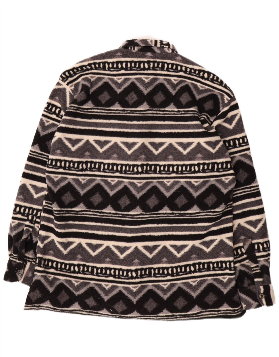 Vintage Herren Overshirt Fleece Shirt Groß Grau Geometrisch