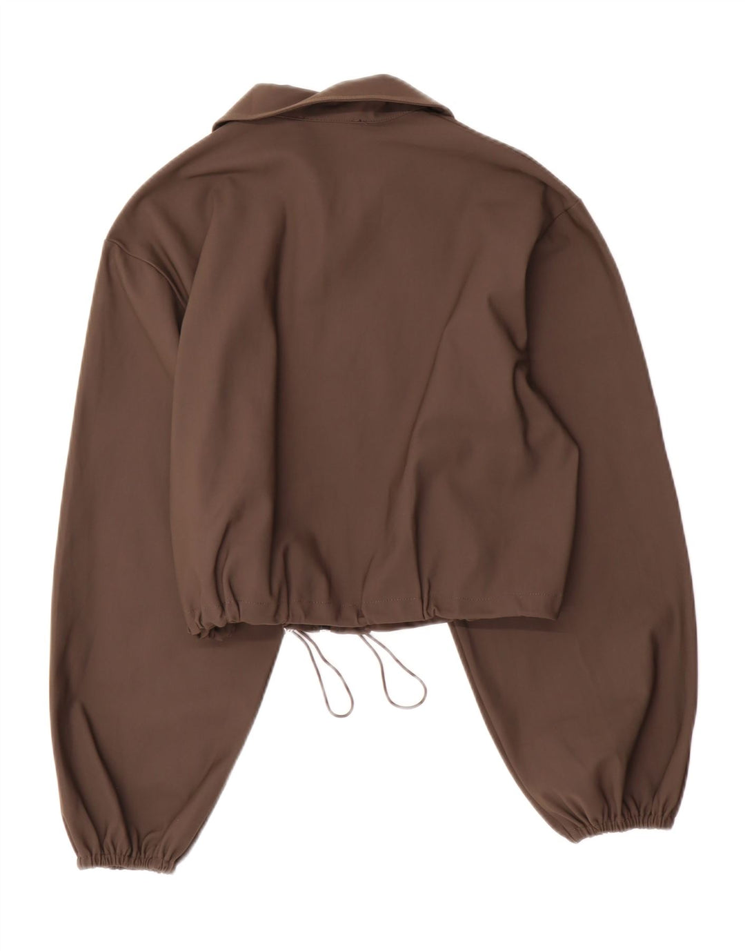 Zara Damen Crop Bomberjacke UK 10 Small Braunes Polyamid
