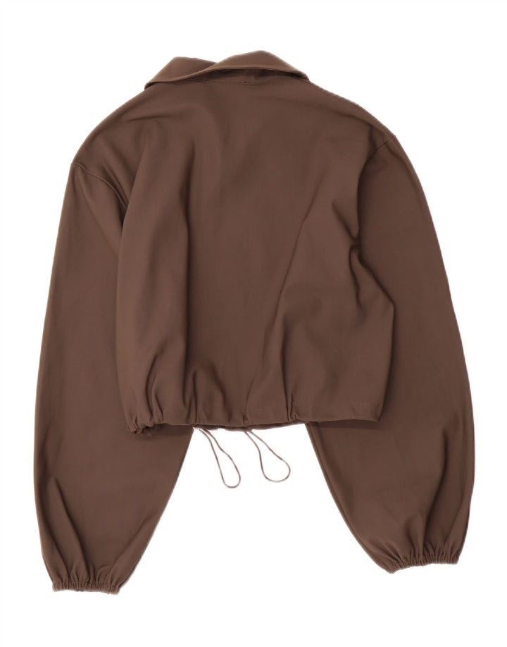 Zara Damen Crop Bomberjacke UK 10 Small Braunes Polyamid