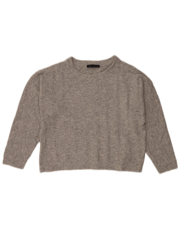 Marks & Spencer Damen Crop Crew Neck Pullover Pullover UK 12 Mittelgrau