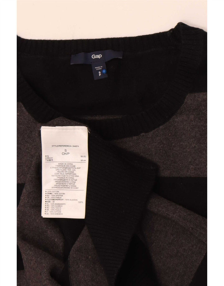 Gap Herren-Pullover mit Rundhalsausschnitt, klein, grau gestreift, Baumwolle