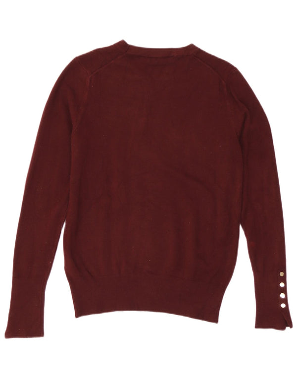 Zara Damen-Pullover mit Rundhalsausschnitt, Gr. 12, mittlere bordeauxrote Viskose