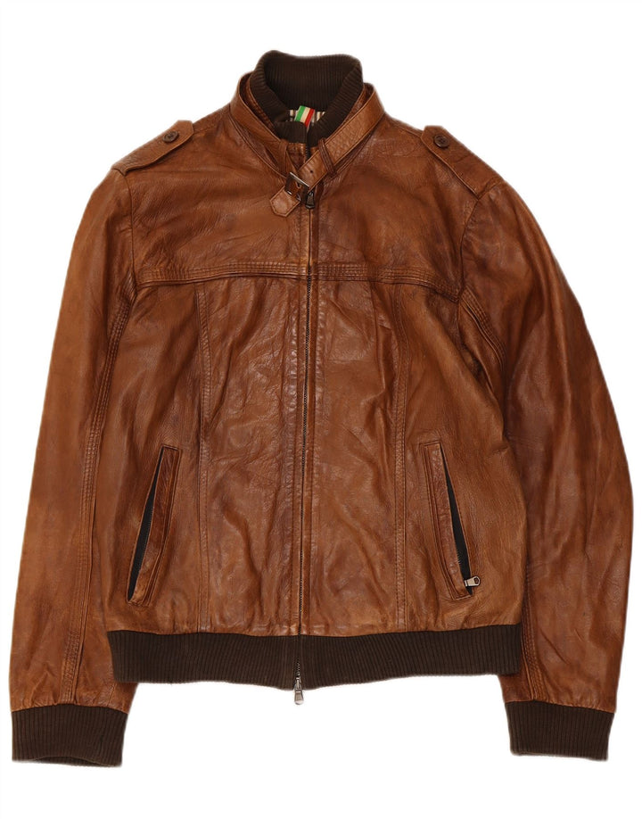 Vintage Herren Militärlederjacke UK 36 Small Brown