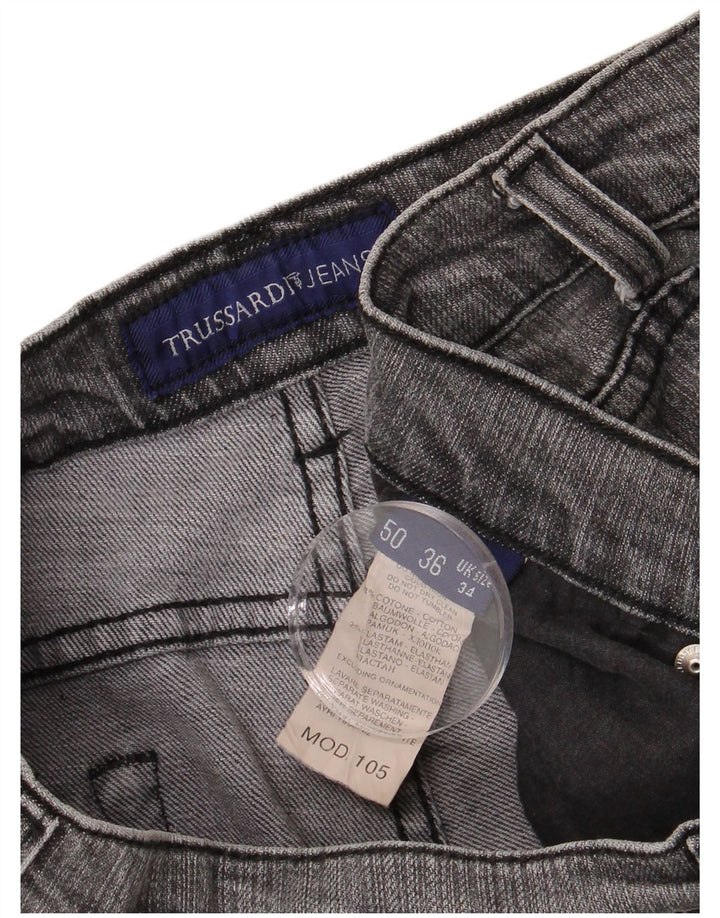 TRUSSARDI Damen Straight Jeans IT 50 Large W34 L29 Graue Baumwolle