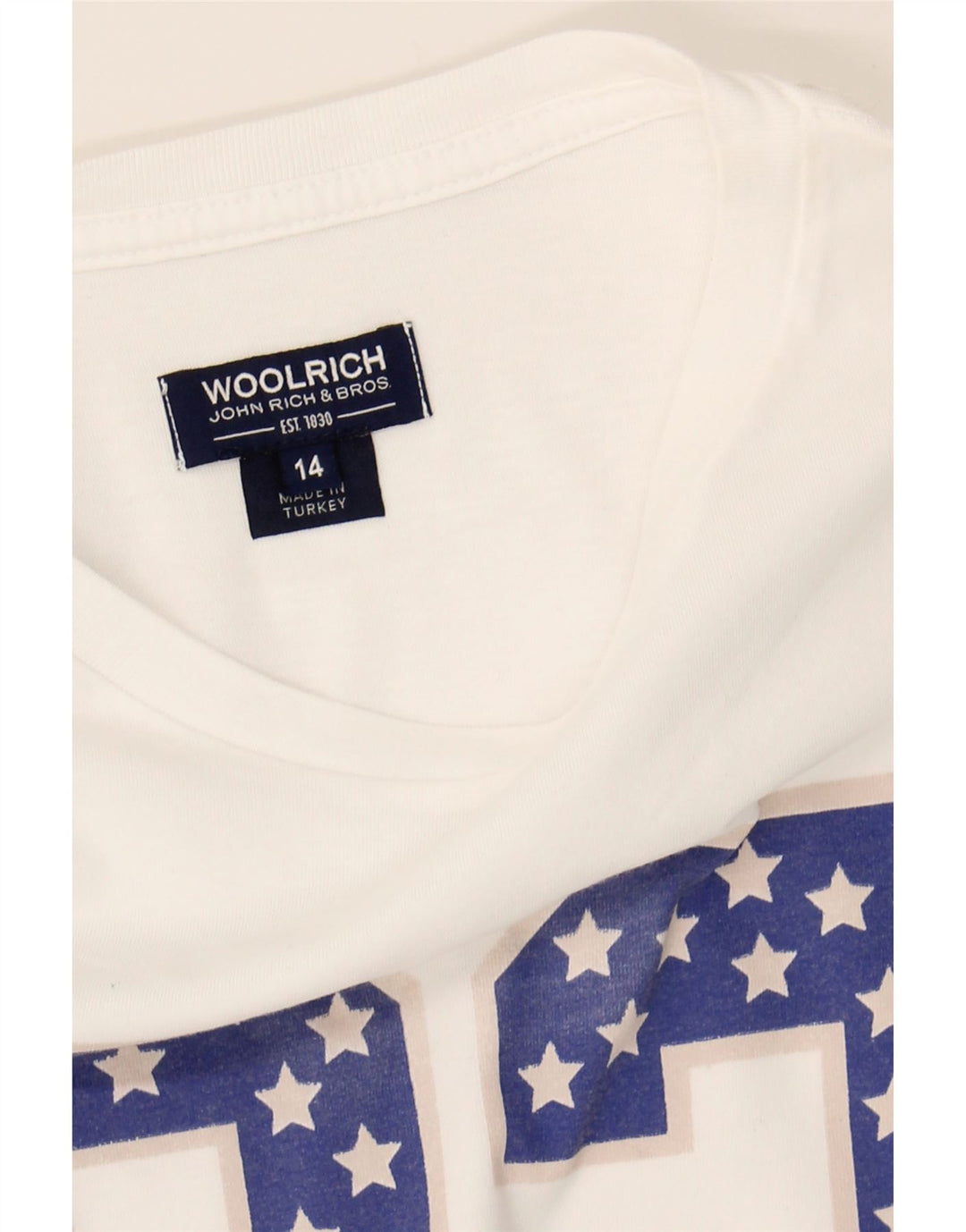 WOOLRICH Boys Graphic T-Shirt Top 14-15 Years White Cotton