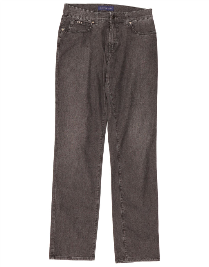 Trussardi Damen Straight Jeans W33 L33 Graue Baumwolle