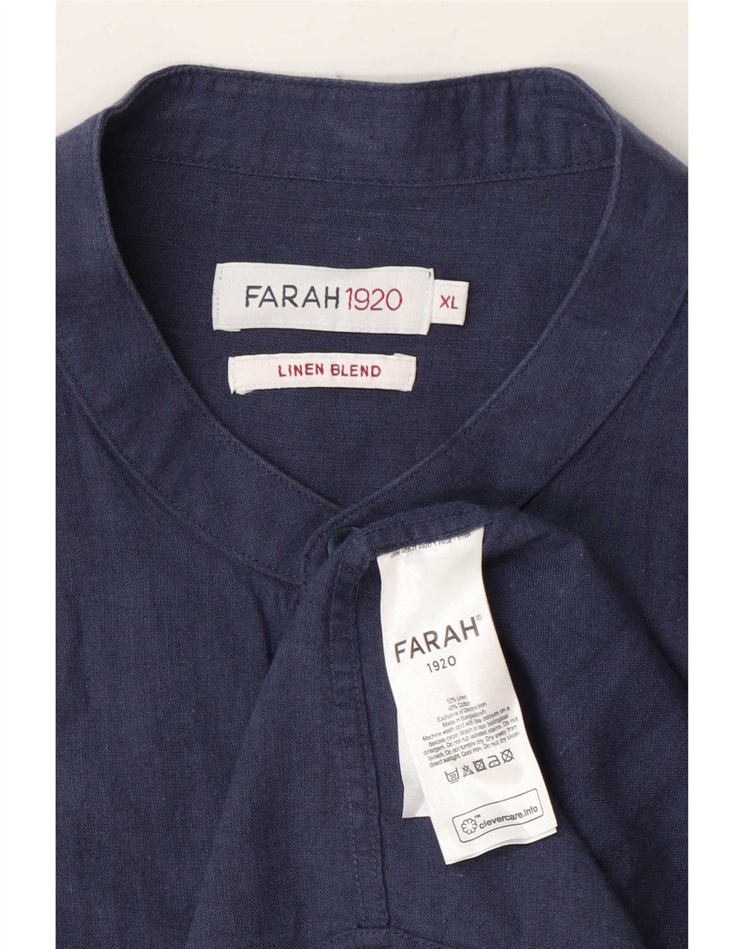 Farah Herren Kurzarmhemd XL Marineblaues Leinen