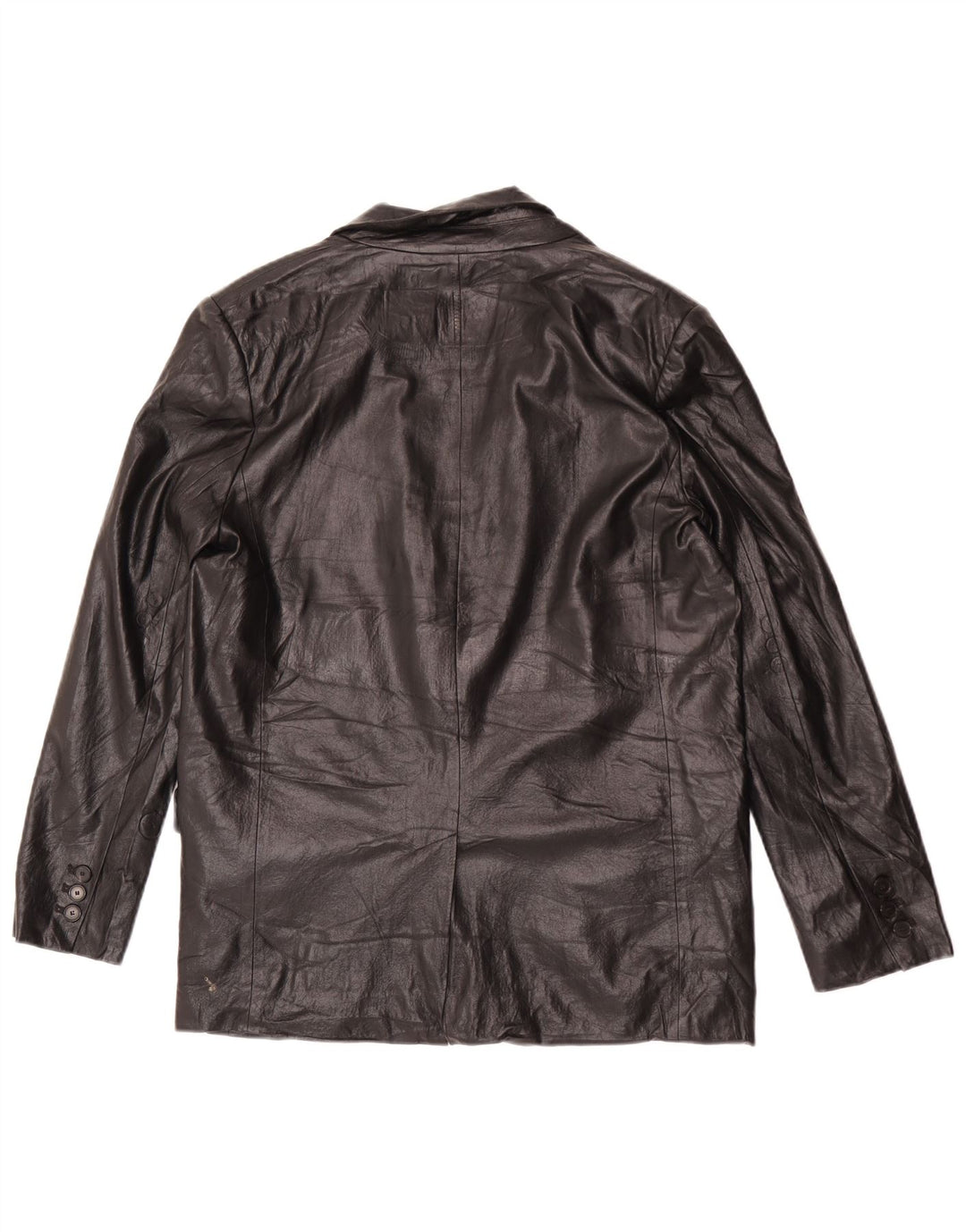 Zara Damen 1-Knopf-Blazer aus Kunstleder, Gr. 14, Mittelschwarz