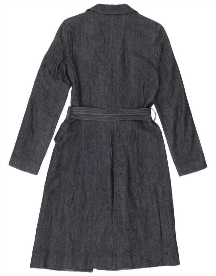 Zara Damen Mantel UK 12 Medium Marineblau Baumwolle
