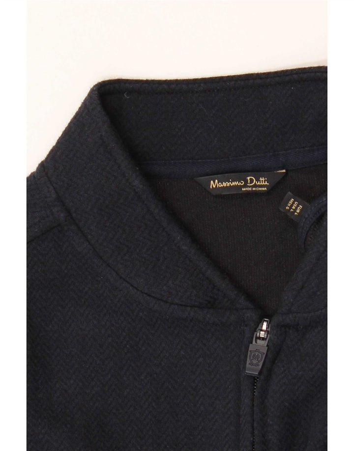 Massimo Dutti Herren-Trainingsanzug, Oberteil, Jacke, groß, marineblau, Fischgrätenmuster