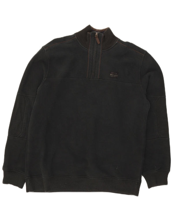 Champion Herren-Sweatshirt mit Reißverschluss, XL, schwarze Baumwolle