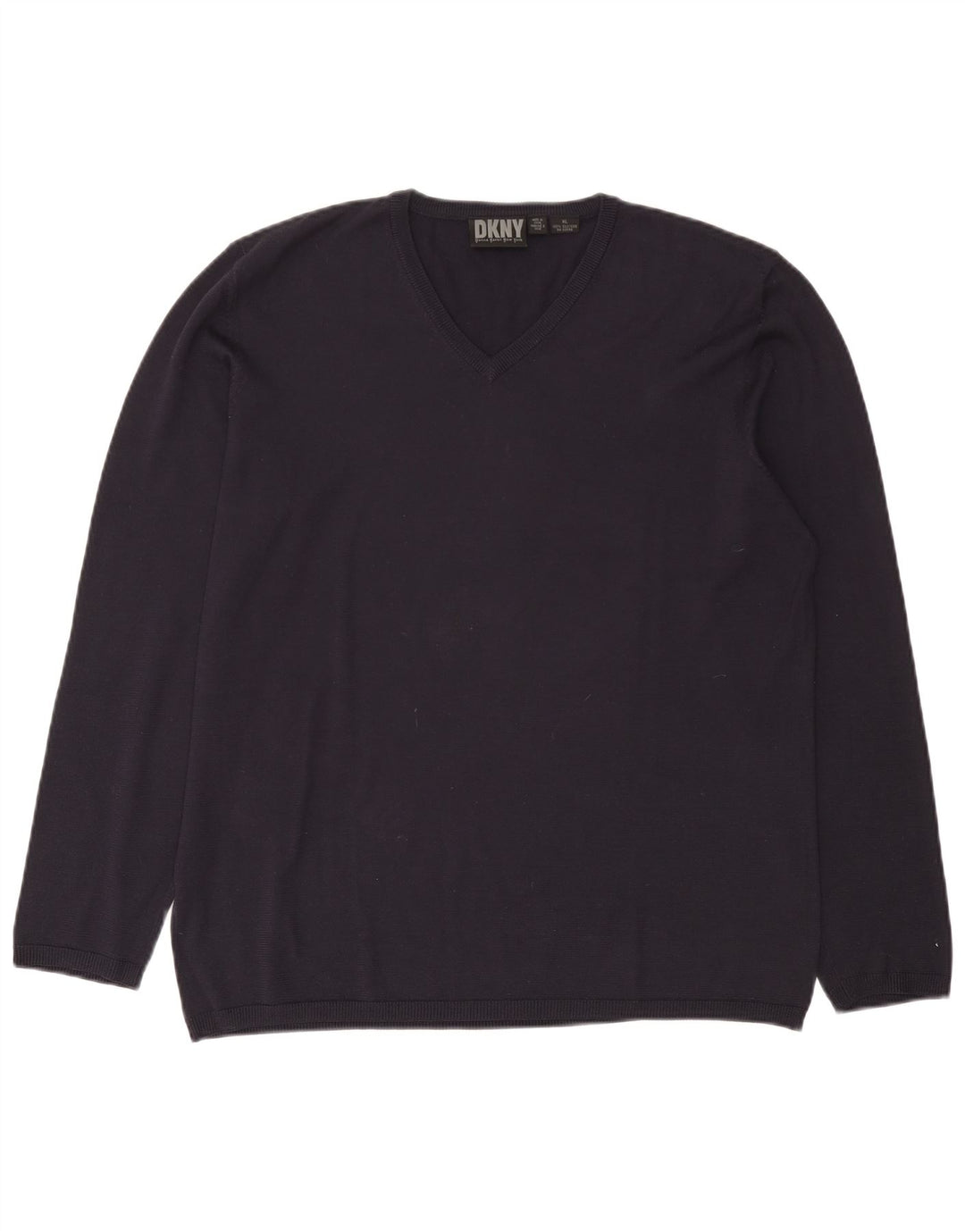 Dkny Herren-Pullover mit V-Ausschnitt, XL, Marineblau, Seide