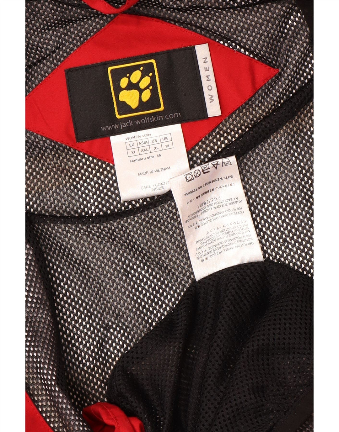 JACK WOLFSKIN Damen Übergroße Regenjacke UK 18 XL Roter Farbblock