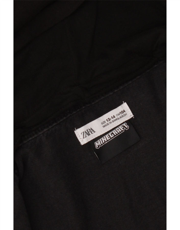 Zara Jungen-Jeansjacke mit grafischer Kapuze, 13–14 Jahre, Schwarz