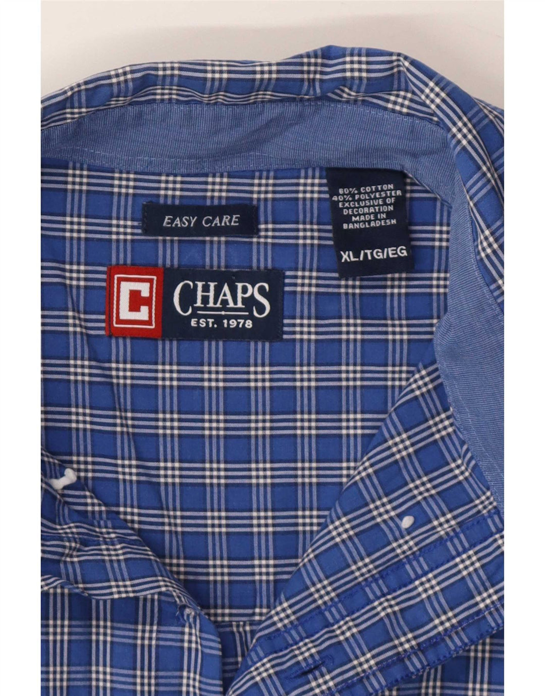 Chaps Herrenhemd XL Marineblau kariert Baumwolle