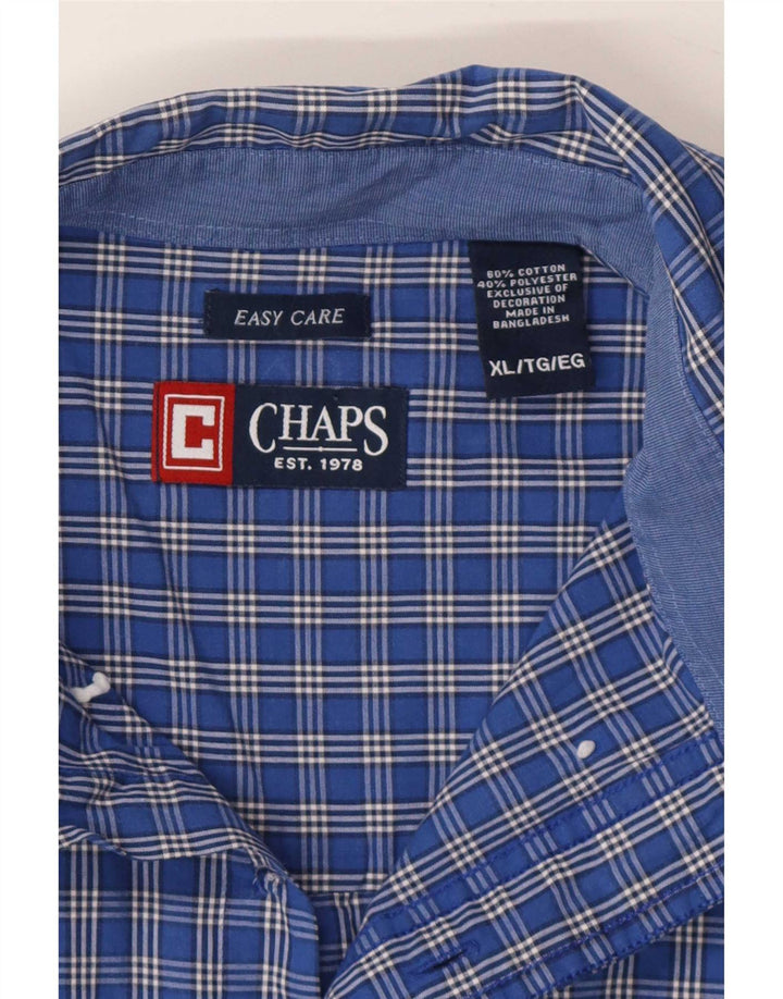 Chaps Herrenhemd XL Marineblau kariert Baumwolle