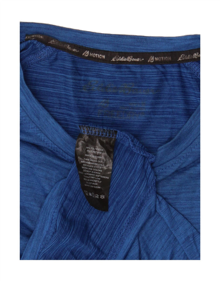 EDDIE BAUER Mens T-Shirt Top Medium Blue Flecked Polyester Vintage Eddie Bauer and Second-Hand Eddie Bauer from Messina Hembry 